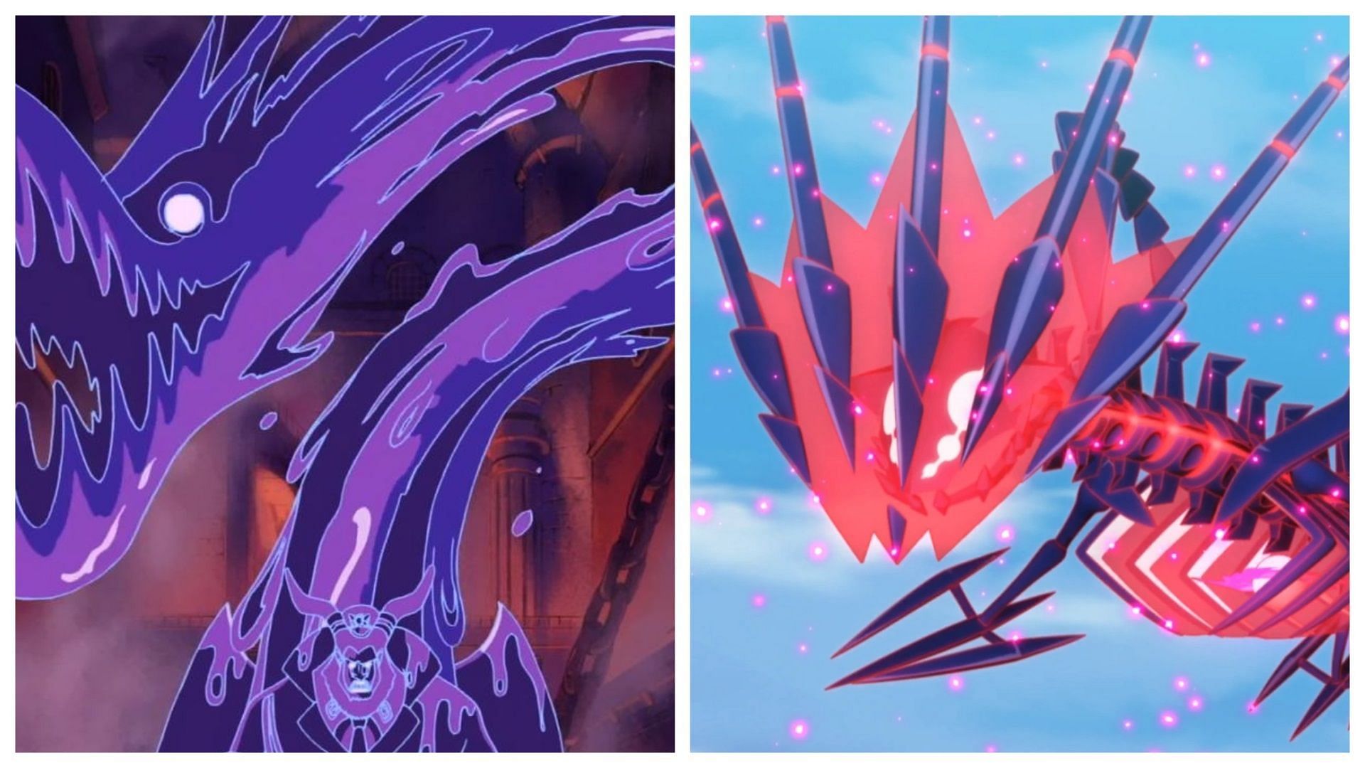 Magellan in One Piece and Eternatus in Pokémon (Image via Toei Animation/The Pokémon Company)